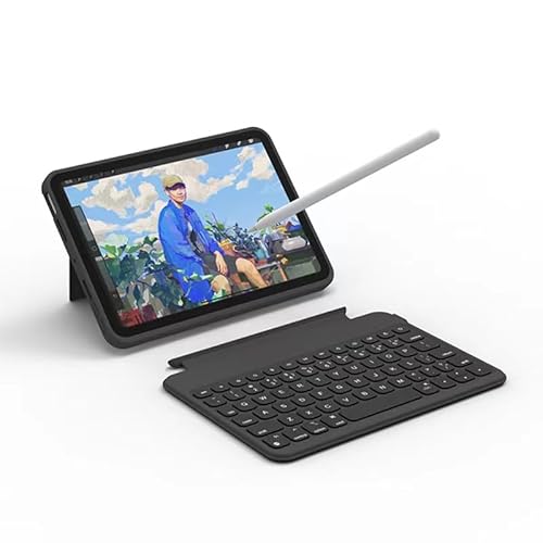 QYiiD Hülle mit Tastatur für iPad Mini 7 2024 A17 Pro/iPad Mini 6 8.3”, magnetisch abnehmbar, Folio Full Protection Shockproof Hülle, 7-Farbe Hintergrundbeleuchtung, Typ-C wiederaufladbare Keyboard von QYiiD