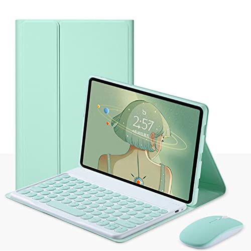 QYiiD Hülle mit Tastatur und Maus für Galaxy Tab S7+/S7 Plus 2020 (12,4 Zoll), schlanke Schutzhülle mit runder Tastenkappe, abnehmbare Tastatur für Galaxy Tab S7 Plus 2020 (SM-T970/T975/T976), Grün von QYiiD