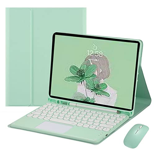 QYiiD Tastatur Hülle mit Maus iPad Pro 11 Keyboard Case 2021 2020 2018, Blautooth Abnehmbare QWERTY Touchpad Tastatur mit TrackPad, Grün von QYiiD