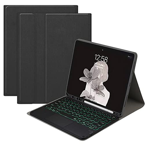 QYiiD Tastatur-Hülle mit TouchPad für iPad 10.2 9. Generation 2021 / 8. Generation 2020 / 7. Generation 2019, [Stofftextur] Schlankes, leichtes Smart Cover mit runder Tasten-Hintergrundbeleuchtung Tastatur für iPad 10,2 Zoll von QYiiD
