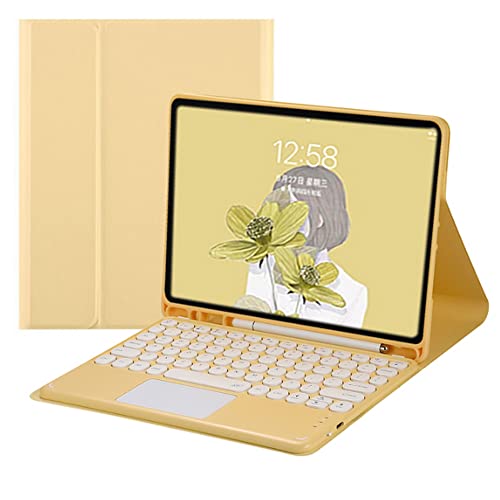 QYiiD Tastatur Hülle mit Touchpad für iPad 9/8/7 Generation (Modell 2021/2020/2019), Blautooth Abnehmbare QWERTY Tastatur mit TrackPad, Gelb von QYiiD