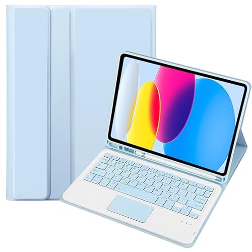 QYiiD Touchpad Tastatur Hülle für iPad 10. Generation 10 Zoll 2022 MultiTouch Trackpad, kabellose abnehmbare Tastatur, schlankes Folio Smart Cover mit Stifthalter für iPad 10.9 10. Generation von QYiiD