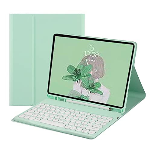 QYiiD iPad Pro 32,8 cm (12,9 Zoll) 5. 4. 3. Generation Tastatur-Hülle Cute Round Key Color Keyboard Pro 12,9 Zoll 2021 2020 2018 Wireless Abnehmbare Tastatur Smart Cover für iPad Pro 12,9 Zoll 2021/2020/2018, Grün von QYiiD