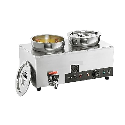 Elektrischer Suppenwärmer mit 2/3/4 x 7,4 Qt Lebensmittelkesselwärmer, Edelstahl-Kochtopf, hitzebeständig, for Restaurant, Zuhause(2x7.4QT 1200W) von QZCX