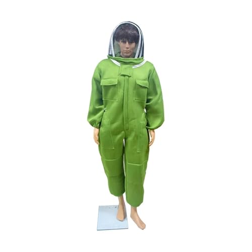 Imkeranzug 3D Atmungsaktive Luft Baumwolle Stoff Design Bienenzucht Schutz Kleidung Kleidung Anti-bienen Kleidung Imker Kostüm(Fencing Hat Green,Medium) von QZCX