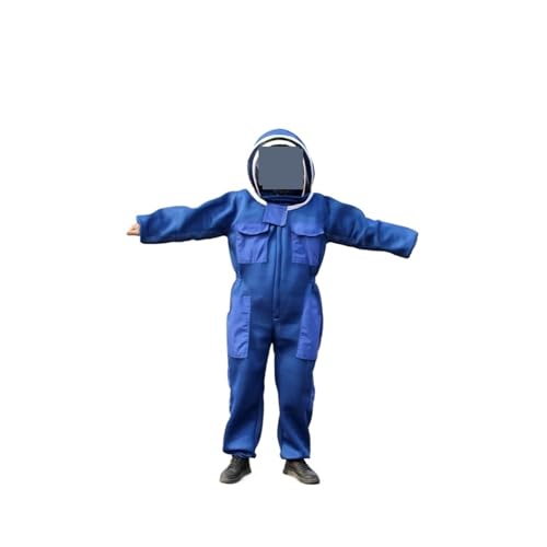 Imkeranzug Anti-Bienen-Anzug, kompletter Satz atmungsaktiver, speziell verdickter Imkerkleidung, Halbkörper-Bienenschutzanzug, Bienenhut, Take Honey(Blue,150-168cm) von QZCX