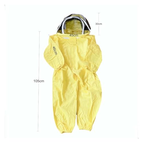 Imkeranzug Bienenzucht Schutz Anzug Overall Imker Jacke Kleidung for Kinder Erwachsene Volle Körper Anti Bee Anzug Bienenzucht Kleidung Baumwolle(B Yellow) von QZCX