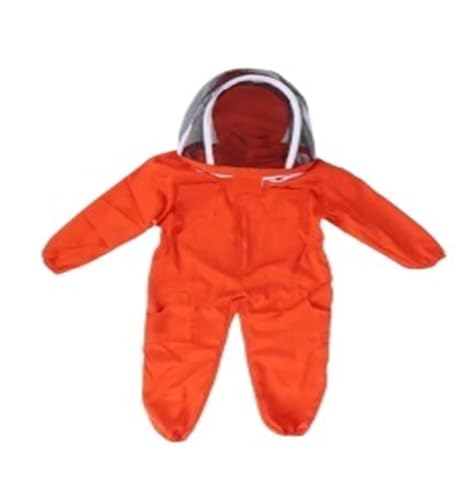 Imkeranzug Kinder Bienenanzug Imker Einteilir Anti-Bienen-Imkereianzug mit Schleierhaube Kinder Kinder Bienenzucht-Schutzkleidung(Orange,L) von QZCX