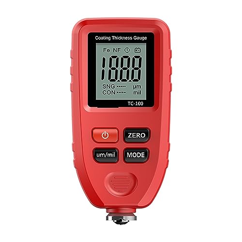 Lackschichtdickenmessgerät, TC100 Blaues Dickenmessgerät for Automessgeräte FE/NFE Autolacktester 0-1300μm Lackdickenmessgerät for Autos(Rood) von QZCX