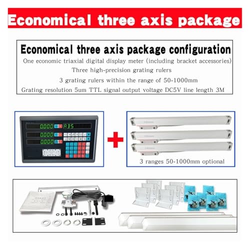 Linear-Encoder-Kit, Two And Three Axis Lathe Milling Machine Lcd CNC Linear Scale Digital Electronic Gate Optical(Three axis) von QZCX