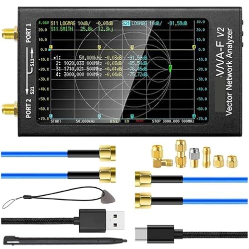 Spektrumanalysator, VNA-F V2 Vector Network Analyzer 50KHz-3GHz Antenne Analyzer HF VHF UHF VNA Mit 5000MAh-Messung S Parameter von QZCX
