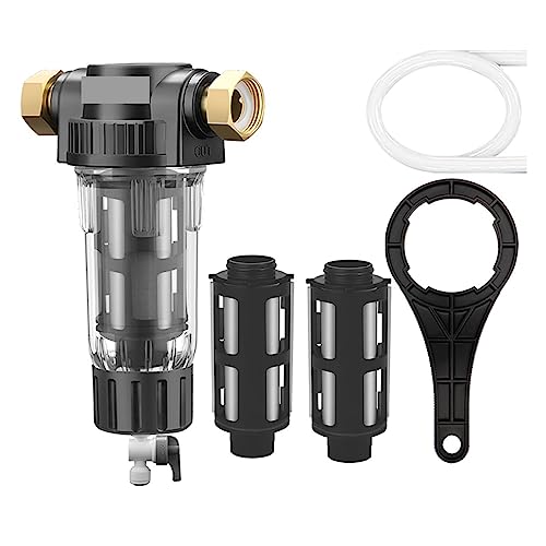 Wasser Filtersystem Trinkwasser, Vorfilter for das ganze Haus, Spin-Down-Sediment, Wasserfilter, zentraler Vorfilter, Reinigungssystem, Rückspülung, Edelstahlgewebe(Host and 3x Filter) von QZCX