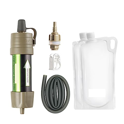Wasser Filtersystem Trinkwasser, Wasserfilter for den Außenbereich, Wasserfiltrationssystem mit transparentem Beutel, Ultrafiltration, direkte Trinkwasserfiltration(Brown) von QZCX