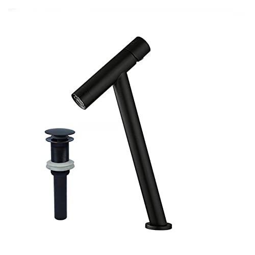 Wasserhahn Küche, Badezimmer Wasserhahn Messing Black Basin Wasserhahn Kälte und Warmwasser Mixer Sink Tap Single Griff Deck montierte Wasserhahn Waschbecken Tap(T without overflow) von QZCX