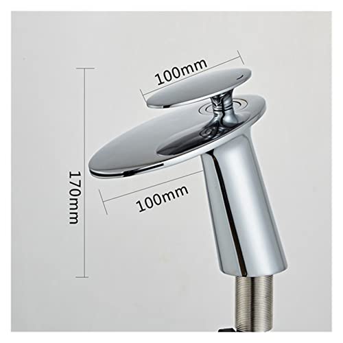 Wasserhahn Küche, Becken Wasserhahn Massiv Messing Rose Gold Badezimmer Wasserhahn Kälte und Warmwasserfall Mixer Sink Tap Single Griff Deck montierte Goldhahn(Nickel) von QZCX