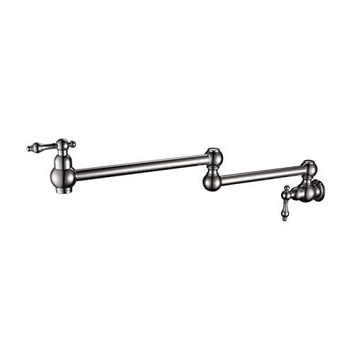 Wasserhahn Küche, Luxus-Doppelgelenk-Swing-Auslauf & Messing-Hebel-Griffe Einzelne kalte Pot-Füller-Tap-Wand-Wand-Küchenhahn(Silver Chrome) von QZCX