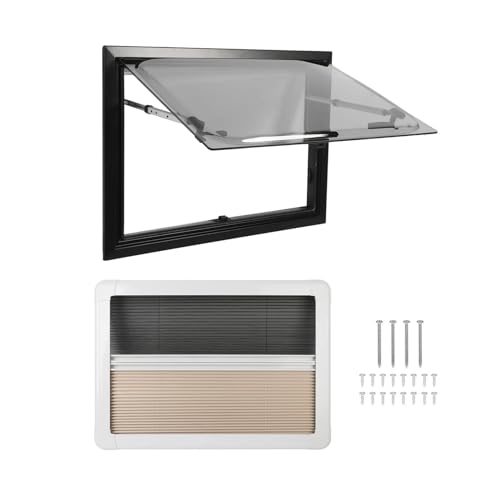 Wohnmobildach Dachventilator, RV Push Out Fenster mit Bildschirm Sonnenschutz Doppelschicht UV-Beweis Rechtwinklig for Camper Trailer Fenster Wohnmobildach Dachventilator, RV Push Out Fenster mit Bildschirm Sonnenschutz Doppelschicht UV-Beweis Rechtwinklig for Camper Trailer Fenster von QZCX