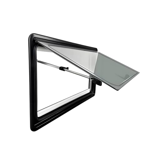 Wohnmobildach Dachventilator, RV-Seitenfenster, Metallrahmen, Acrylglas, Push-Out-Typ mit faltbarem Vorhang for Camper-Entlüftung(450 * 500mm) von QZCX