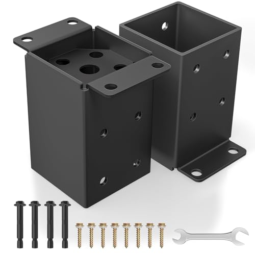 4 x 4 Pfostensockel, 2 Stück, robuster Pfostenanker mit korrosionsbeständiger Trennwand, Innengröße 8,9 x 8,9 cm, 13 Gauge dicker massiver Stahl, rostfreie, pulverbeschichtete von QZER