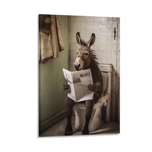 QZFNCOYU Esel sitzt auf der Toilette und liest Zeitung, lustiger Badezimmer-Humor, lustige Tiere, Vintage-Kunst-Poster, Leinwand-Poster, Schlafzimmer, Dekoration, Landschaft, Büro, Raumdekoration, QZFNCOYU Esel sitzt auf der Toilette und liest Zeitung, lustiger Badezimmer-Humor, lustige Tiere, Vintage-Kunst-Poster, Leinwand-Poster, Schlafzimmer, Dekoration, Landschaft, Büro, Raumdekoration, von QZFNCOYU