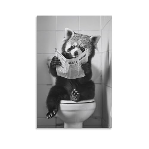 QZFNCOYU Lustiges, witziges Badezimmer-Poster, Motiv: Panda auf der Toilette und liest die Zeitung, Vintage-Tierkunst-Poster, Leinwand-Poster, Schlafzimmerdekoration, Landschaft, Büro, Raumdekoration, QZFNCOYU Lustiges, witziges Badezimmer-Poster, Motiv: Panda auf der Toilette und liest die Zeitung, Vintage-Tierkunst-Poster, Leinwand-Poster, Schlafzimmerdekoration, Landschaft, Büro, Raumdekoration, von QZFNCOYU