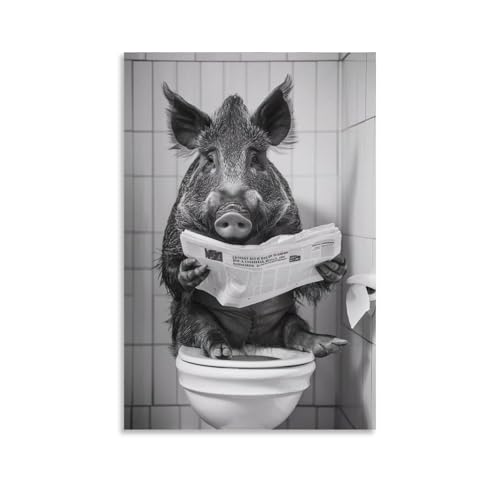 QZFNCOYU Lustiges Vintage-Tierkunstposter, Motiv: Wildschwein sitzend auf der Toilette, lustiges Vintage-Tierkunst-Poster, Leinwand-Poster, Schlafzimmer, Dekoration, Landschaft, Büro, Raumdekoration, QZFNCOYU Lustiges Vintage-Tierkunstposter, Motiv: Wildschwein sitzend auf der Toilette, lustiges Vintage-Tierkunst-Poster, Leinwand-Poster, Schlafzimmer, Dekoration, Landschaft, Büro, Raumdekoration, von QZFNCOYU