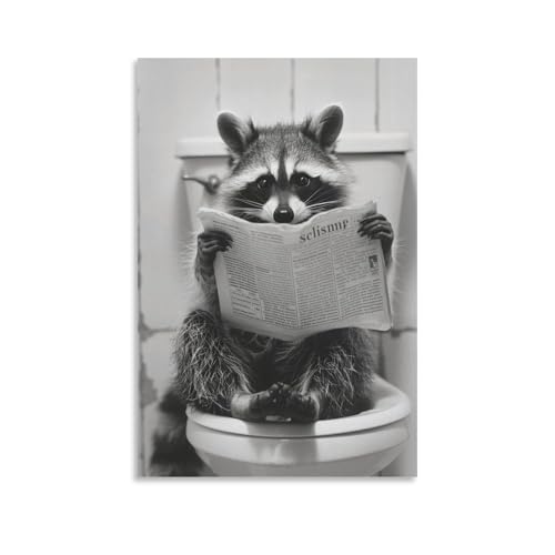 QZFNCOYU Niedlicher Waschbär liest Zeitung auf Toilette, abstraktes Kunstposter, Leinwandposter, Wandkunst, Dekordruck, Bild, Gemälde für Wohnzimmer, Schlafzimmer, Dekoration, 50 x 75 cm QZFNCOYU Niedlicher Waschbär liest Zeitung auf Toilette, abstraktes Kunstposter, Leinwandposter, Wandkunst, Dekordruck, Bild, Gemälde für Wohnzimmer, Schlafzimmer, Dekoration, 50 x 75 cm von QZFNCOYU