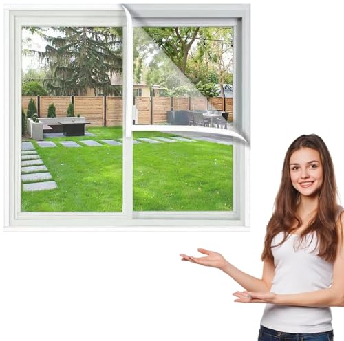 60x170cm Fliegengitter Fenster Insektenschutz Fenster Zuschneidbar ohne Bohren,Insektenschutz mit Starkem Klettband, Einfach zu installieren von QZHDX