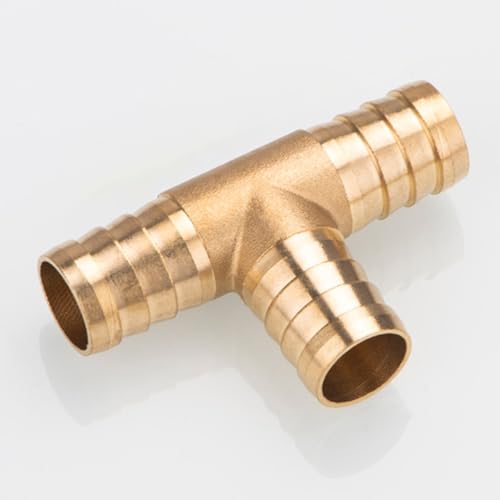 QZKJQDD 19mm 3 Wege Messing Schlauchverbinder, T stück Wasseranschluss, Schlauchverbinder T-Schlauchverbinder, T förmige Messing Fittings für Luft Gas Wasser Kraftstoff (1 Stück) von QZKJQDD
