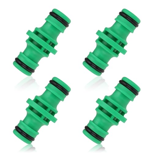 QZKJQDD 4 Stück Schlauch Kupplung, Schlauchverbinder 1/2 Zoll, Garden Verbinder, Doppelstecker Gartenschlauch Verbindungen, Verbindungsteil Zwei Wege Kupplung für Garten und Haus Wasserhahn (Grün) von QZKJQDD