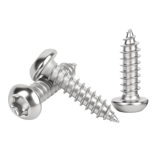 QZKJQDD 40 Stück Blechschrauben M4 x 16 mm, Edelstahlschrauben Holz, A2 V2A Runder Kopf Torx Schrauben Holzschrauben Rundkopfschrauben Vollgewinde, Selbstschneidende Schrauben Edelstahl mit Bit von QZKJQDD