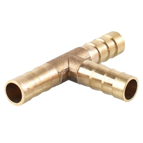 QZKJQDD 6mm 3 Wege Messing Schlauchverbinder, T stück Wasseranschluss, Schlauchverbinder T-Schlauchverbinder, T förmige Messing Fittings für Luft Gas Wasser Kraftstoff (1 Stück) von QZKJQDD