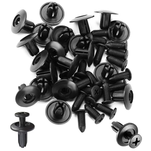 QZKJQDD 7mm Spreiznieten Kunststoff, Kotflügelnieten, Befestigungsclips Auto Clips, Auto Befestigung Clips, Stoßfänger-Verstärkungsclips, Kunststoffniete Befestigungssatz Clips für Auto (50 Stück) von QZKJQDD