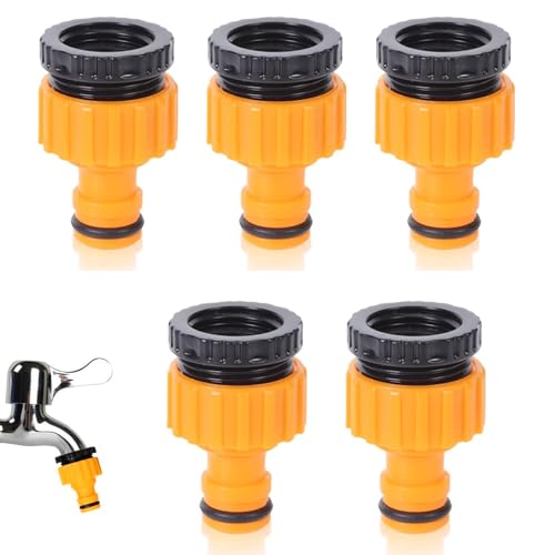 QZKJQDD Gardena Wasserhahn Adapter, Schlauchverbinder, Anschluss, Gartenschlauch, 1/2 Zoll 3/4 Zoll 2-in-1 Wasserhahnanschluss (5 Stück) von QZKJQDD