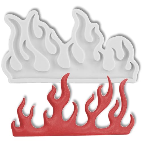 QZKJQDD Flamme Fondant Formen, Gießformen Flamme Silikon, Süßigkeiten Schokolade Küche Backen Werkzeuge für Cupcake Topper, Mousse, Butter, Gummi, Zucker, Handwerk, Ton, Epoxy, Gips Usw von QZKJQDD