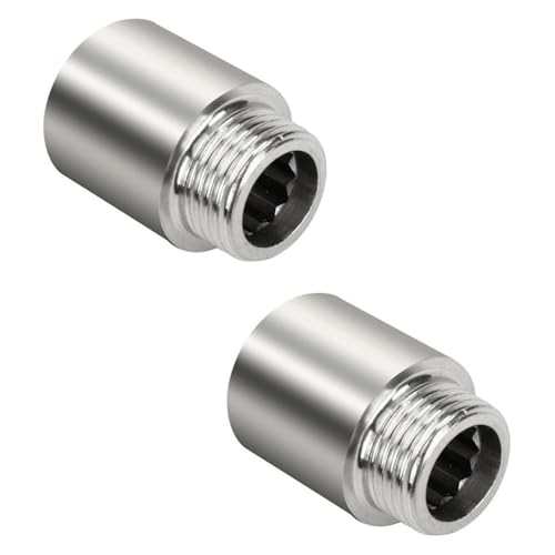 QZKJQDD Hahnverlängerung G1/2 Zoll x 25 mm, 2 Stück HahnverläNgerung, Fitting Edelstahl 1/2 Zoll VerläNgerung für WasserhäHne, Eckventile, DuschköPfe, GewindeverläNgerung, Wasseranschluss (25 mm) von QZKJQDD