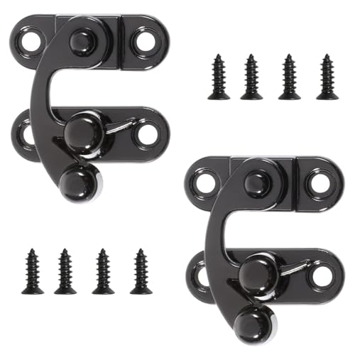 QZKJQDD Rechts Latch Hook, Antiker Vintage Schnell Verschluss, Rechte Riegelhaken Haspe Riegel, Antike Dekorative Haspe, für kleine Holzkiste, Schmuckschatulle, Weinkiste mit Schrauben (2 Stück) von QZKJQDD