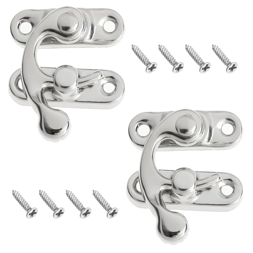QZKJQDD Rechts Latch Hook, Antiker Vintage Schnell Verschluss, Rechte Riegelhaken Haspe Riegel, Antike Dekorative Haspe, für kleine Holzkiste, Schmuckschatulle, Weinkiste mit Schrauben (2 Stück) von QZKJQDD