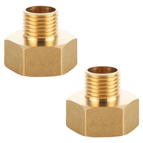 QZKJQDD 2 Stück Messing Reduzierstück 1/4 auf 1/2 Zoll adapter, 1/2 Zoll IG x 1/4 Zoll AG lks Gasflaschen Adapter, Gasschlauch Adapter Verbinder für Gaskocher,Hockerkocher,Wohnmobil und Campingkocher von QZKJQDD