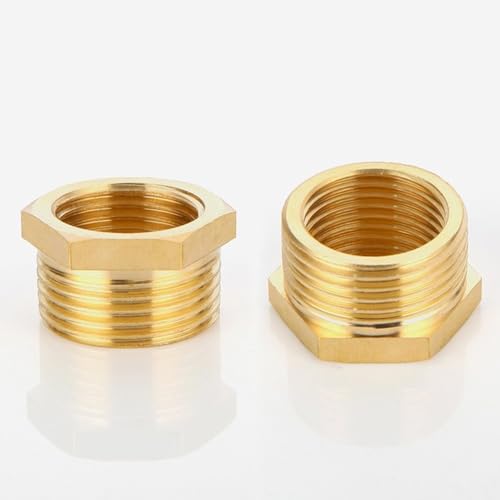QZKJQDD 2 Stück Messing Reduzierstück 3/4 auf 1/2 Zoll adapter, Adapter 3/4 zoll auf 1/2 Zoll (AG Ø 25mm x IG Ø 20mm), Reduzierstück 3/4 auf 1/2, Gewindefitting für Wasserleitungen von QZKJQDD