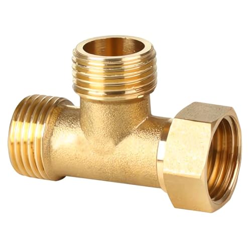 QZKJQDD Messing T-Stück Schwenkrohrverschraubung 1/2”, Messing T-Stück 1/2 Zoll (IG/AG), 1/2" T-Stücks 90°, 3-Wege-T-Verbindungsstück Kupplung für Klimaanlage, Kälteanlage, Sanitär von QZKJQDD