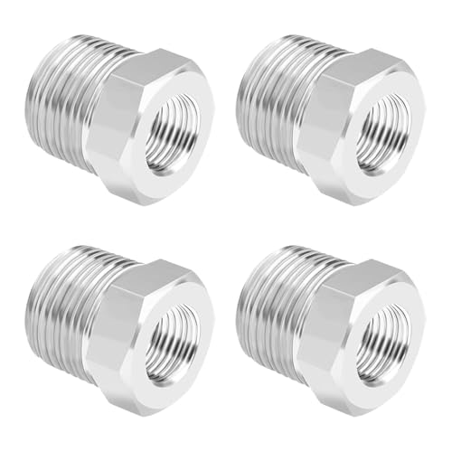 QZKJQDD Reduzierstück 1/2 auf 1/4 Zoll, 4 Stück Adapter 1/2 zoll auf 1/4 Zoll,Reduzierstück, Edelstahl Gewindefitting, Außengewinde-Innengewindeverbindungen, Geeignet für Industrie, Rohre, Wasser Usw von QZKJQDD