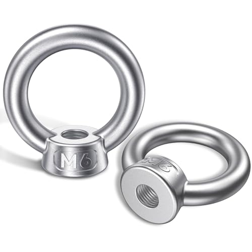 QZKJQDD 6 Stück Ringschraube M6, 304 Edelstahl Augenschraube, Ringschraube M6, Ring-Augenbolzen für Hebezubehör, Befestigen Sie hängende Ornamente, Blumentöpfe, Schaukelständer usw von QZKJQDD