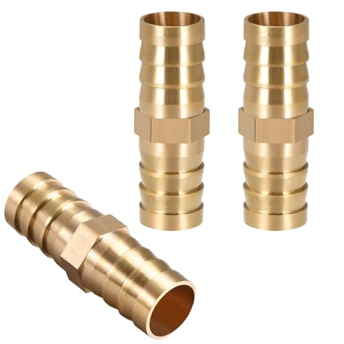 QZKJQDD Schlauchverschraubung aus Messing, 10 mm, Schlauchverschraubungen, 10 mm Schlauchverbinder, gerader Verbindungsstück, für Luftleitung, Kraftstoffleitung, Wasserleitung, Schlauchverbinder, 2 von QZKJQDD