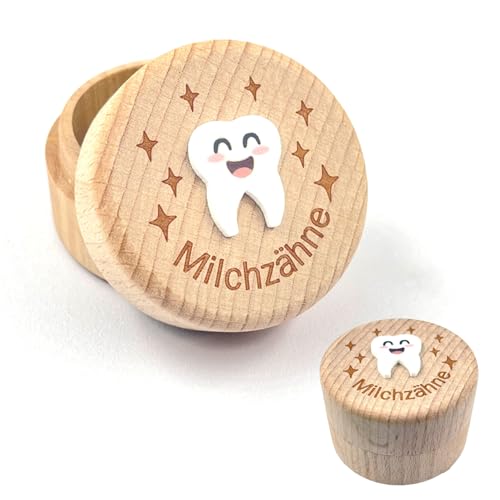 QZKJQDD Milchzahndose, Zahndose Milchzähne Jungen, Zahndose Milchzähne Mädchen, Bedruckt mit 3D-Cartoon-Zahnmuster milchzahndose, Kreative Tauf- und Geburtstagsgeschenke für frischgebackene Eltern von QZKJQDD