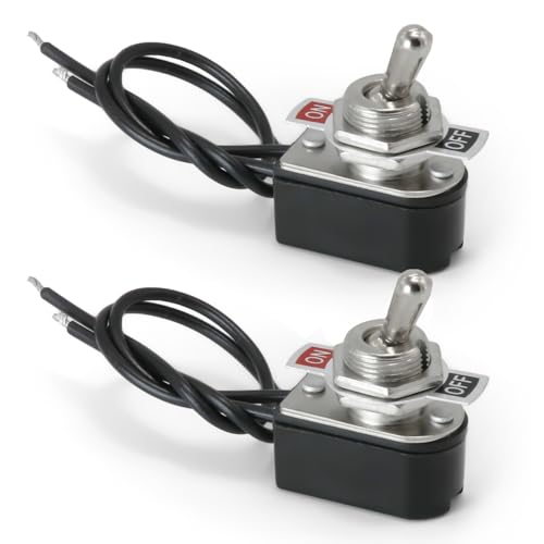 QZKJQDD 2 Stück Kippschalter 6A 125VAC 3A 250VAC Schalter, Kipptaster Wasserdicht, Kippschalter 2 Pin Wasserdicht, Mit Linie, 2-pin Rocker Toggle Switch zum Auto KFZ LKW Boot von QZKJQDD