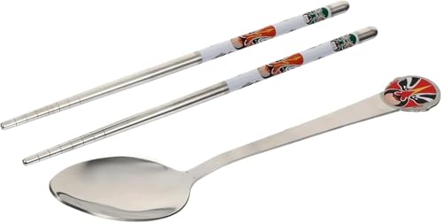 Besteckset, gemischte Geschirrsets, 2/3/4 Set Abendessen Gabeln Edelstahl Gabel Löffel Essstäbchen Chinesischen Stil Besteck Set Tragbare Silberwaren(2 Pcs) von QZLNONTK