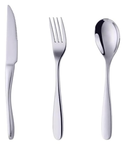 Besteckset, gemischte Geschirrsets, 3 Teile hochglanzpoliertes, wiederverwendbares, stilvolles Besteck(Silver) von QZLNONTK
