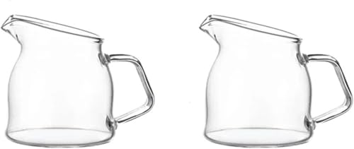 QZLNONTK Handgefertigte Kaffeekunst-Becher, 2er-Set – 100 ml, transparente Milchkännchen-Kaffeetassen mit Henkel for Latte und Kaffeezubereitung von QZLNONTK