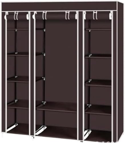 QZLNONTK Kleidergarderobe, tragbarer Kleiderschrank, Beweglicher Kleiderschrank for Schlafzimmer, leichte Kleidung, platzsparend(Brown) von QZLNONTK
